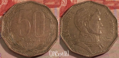 Чили 50 песо 2013 года, KM# 219, 137b-051