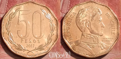 Чили 50 песо 2017 года, KM# 219, 059l-098