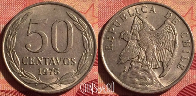 Чили 50 сентаво 1975 года, KM# 206, 223i-108