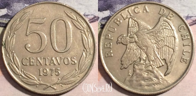 Чили 50 сентаво 1975 года, KM# 206, a068-012
