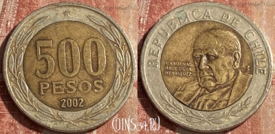 Чили 500 песо 2002 года, KM# 235, 141r-131