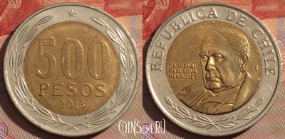 Чили 500 песо 2013 года, KM# 235, 103d-065