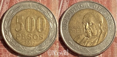 Чили 500 песо 2017 года, KM# 235, 129r-017 ♛