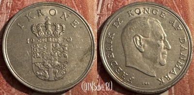 Дания 1 крона 1970 года, KM# 851, 478s-044