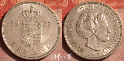 Дания 1 крона 1977 года, KM# 862, 238l-043