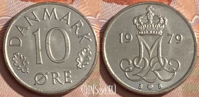 Дания 10 эре 1979 года, KM# 860, 472r-030