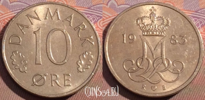 Дания 10 эре 1983 года, KM# 860, 117c-025