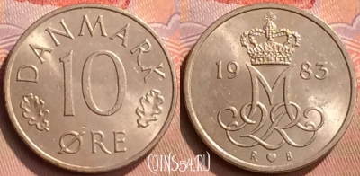 Дания 10 эре 1983 года, KM# 860, 429-007