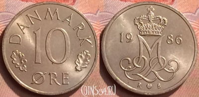 Дания 10 эре 1986 года, KM# 860, 428-144
