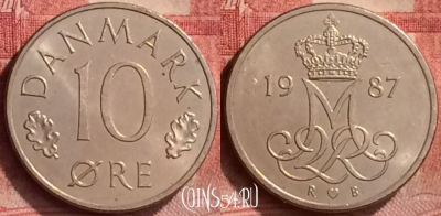 Дания 10 эре 1987 года, KM# 860, 053l-186
