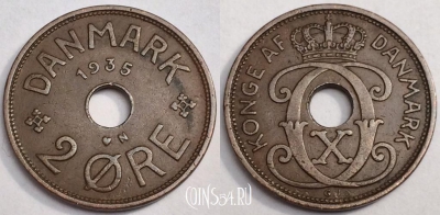 Дания 2 эре 1935 года, KM# 827, a080-041