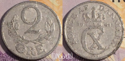 Дания 2 эре 1941 года, KM# 833, 186a-110
