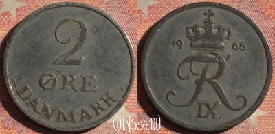 Дания 2 эре 1966 года, KM# 840, 194i-123