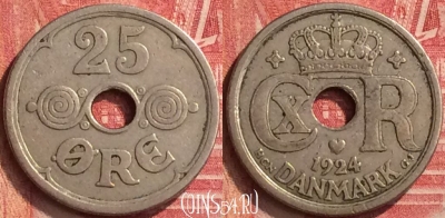 Дания 25 эре 1924 года, KM# 823, 212m-109