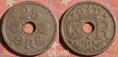 Дания 25 эре 1929 года, KM# 823, 372-126