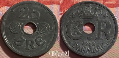 Дания 25 эре 1942 года, KM# 823a, 096b-038