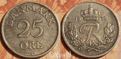Дания 25 эре 1956 года, KM# 842, 462q-129