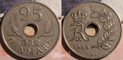 Дания 25 эре 1966 года, KM# 855, a104-039