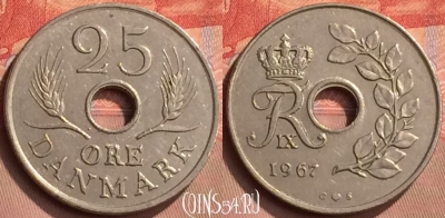 Дания 25 эре 1967 года, KM# 855, 428-135