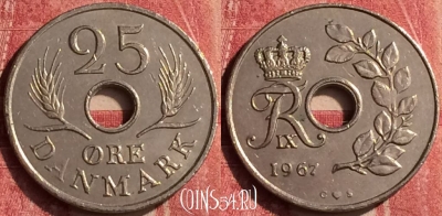Дания 25 эре 1967 года, KM# 855, 439-112