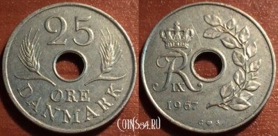 Дания 25 эре 1967 года, см. состояние, 49-009