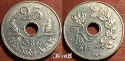 Дания 25 эре 1967 года, см. состояние, 49-011