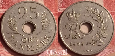 Дания 25 эре 1968 года, KM# 855, 294l-142