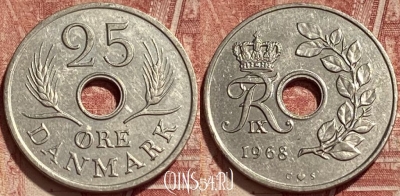 Дания 25 эре 1968 года, KM# 855, 417q-071