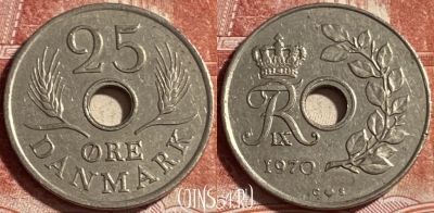 Дания 25 эре 1970 года, KM# 855, 491р-075