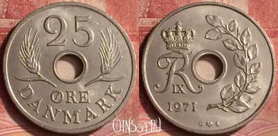 Дания 25 эре 1971 года, KM# 855, 119m-069