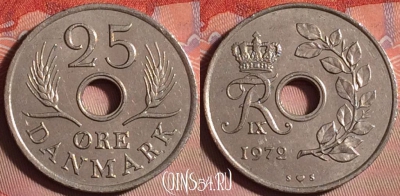 Дания 25 эре 1972 года, KM# 855, 153j-019
