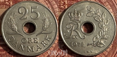 Дания 25 эре 1972 года, KM# 855, 365s-085