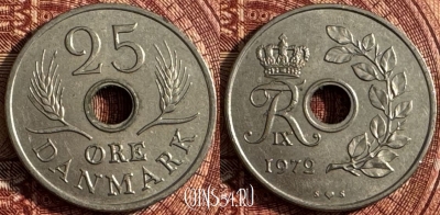 Дания 25 эре 1972 года, KM# 855, 366s-100