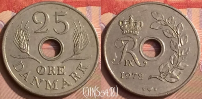 Дания 25 эре 1972 года, KM# 855, 447-111