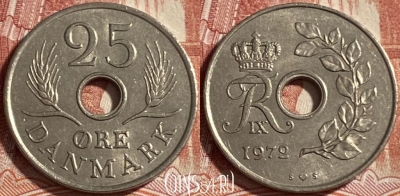 Дания 25 эре 1972 года, KM# 855, 491р-106