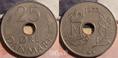 Дания 25 эре 1973 года, KM# 861, a104-046