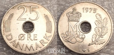 Дания 25 эре 1975 год, см. состояние, 79-060a