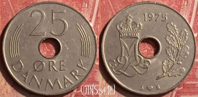 Дания 25 эре 1975 года, KM# 861, 192n-031