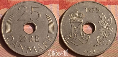 Дания 25 эре 1975 года, KM# 861, 431-092