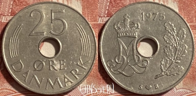Дания 25 эре 1975 года, KM# 861, 492р-094