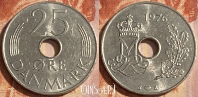 Дания 25 эре 1976 года, KM# 861, 409r-096