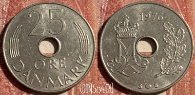 Дания 25 эре 1976 года, KM# 861, 491р-063