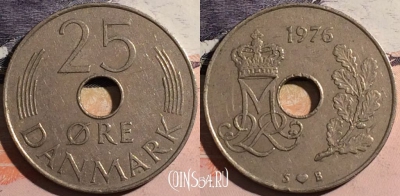 Дания 25 эре 1976 года, KM# 861, a104-053