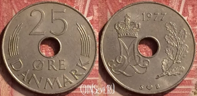 Дания 25 эре 1977 года, KM# 861, 051n-199