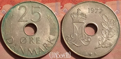 Дания 25 эре 1977 года, KM# 861, 233l-060