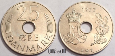Дания 25 эре 1977 года, см. сост., 72-071a