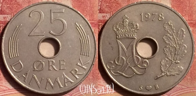Дания 25 эре 1978 года, KM# 861, 085m-080