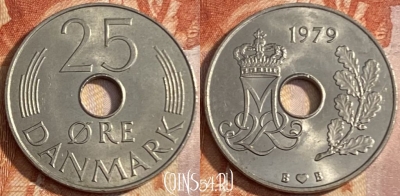 Дания 25 эре 1979 года, KM# 861, 449r-081