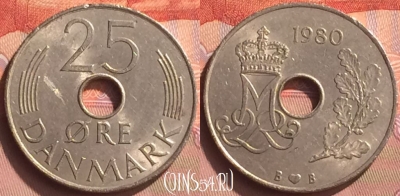 Дания 25 эре 1980 года, KM# 861, 079o-019