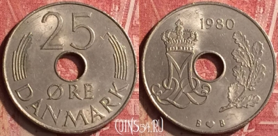 Дания 25 эре 1980 года, KM# 861, 183n-126